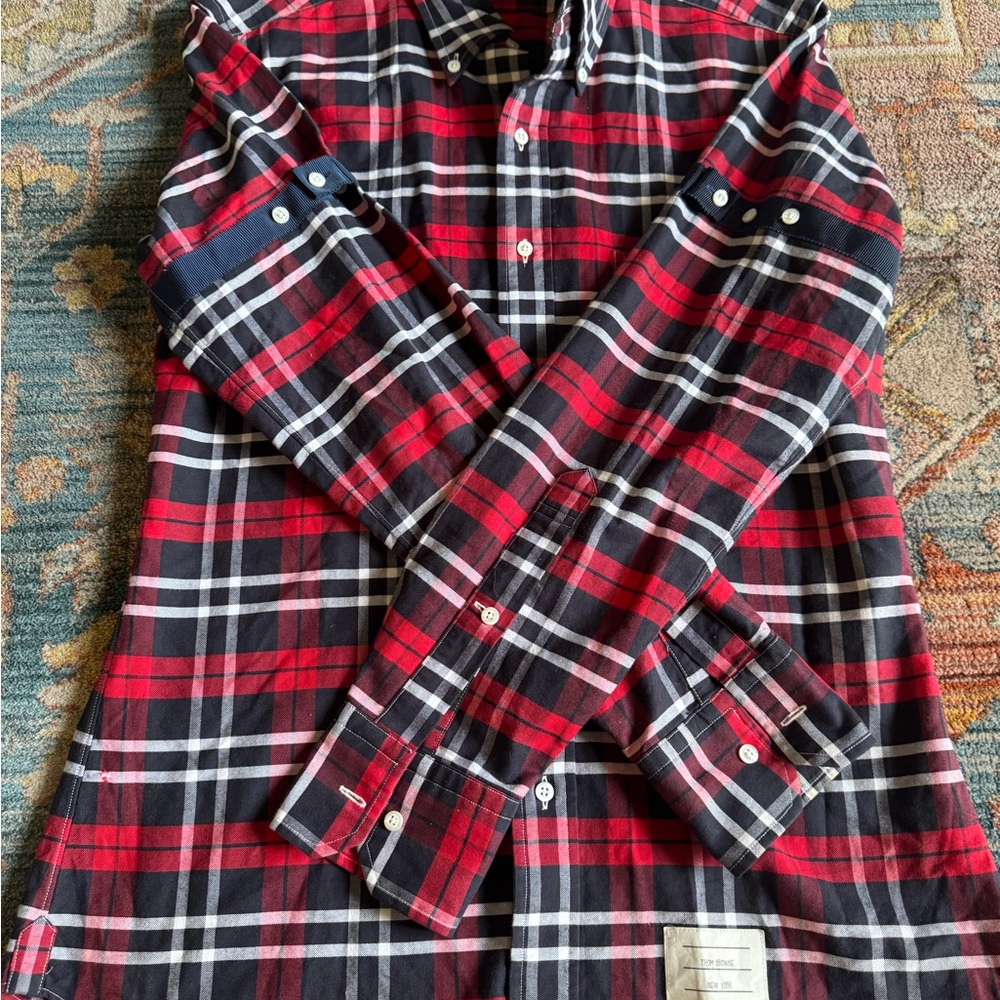Thom Browne Red and Blue Plaid Shirt